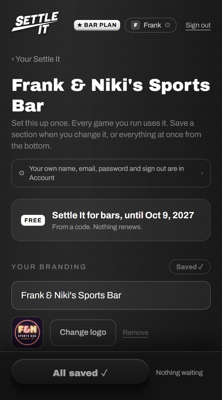 My bar